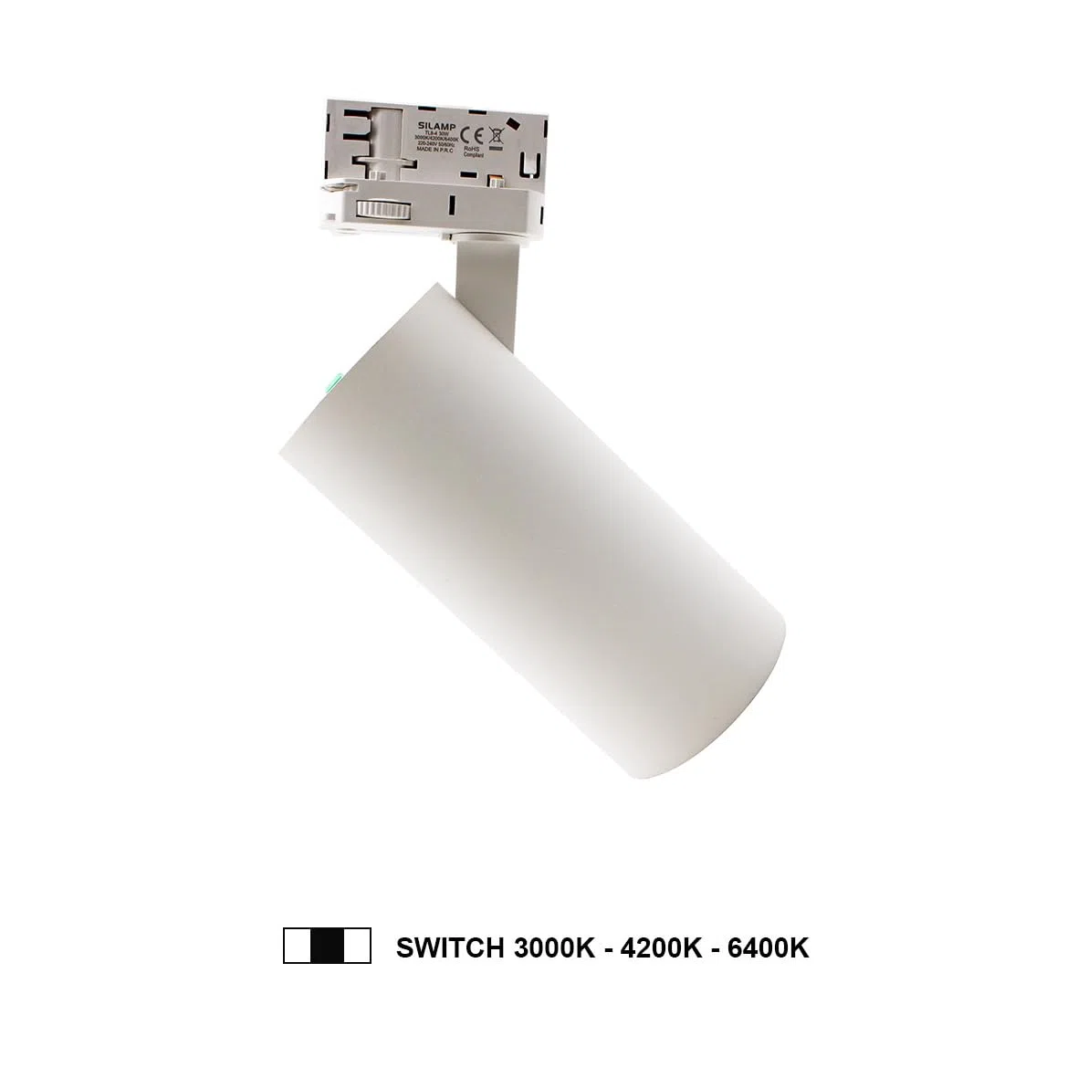 FARETTO LED A BINARIO TRIFASE 30W 220V BIANCO LUCE SWITCH 3000K-4200K-6400K