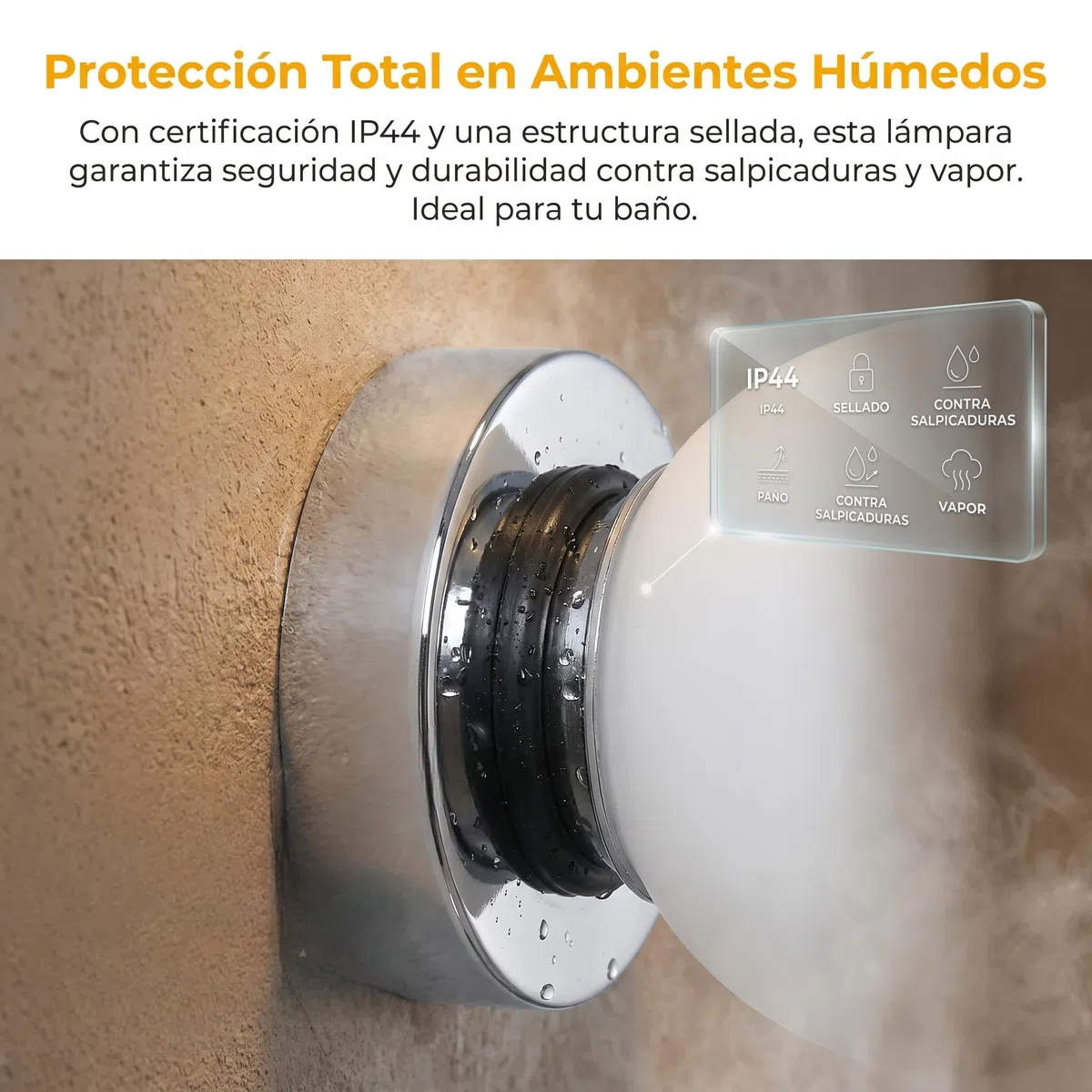 BARCELONA LED Applique da Parete Sfera Vetro AVA IP44 E27, Lampada Parete Globo in Vetro Opale, Illuminazione Bagno e Interni Design Classico Moderno Cromato Decorativo Parete Soffitto