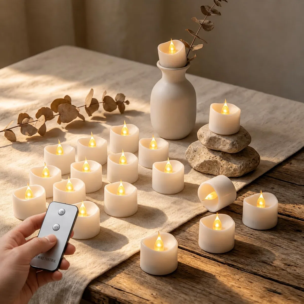 Da by 24 Pezzi Bougie LED Tè con Telecomando, Pile CR2032 Incluse, Senza Fiamma, per Decorazione Casa Matrimonio Festa