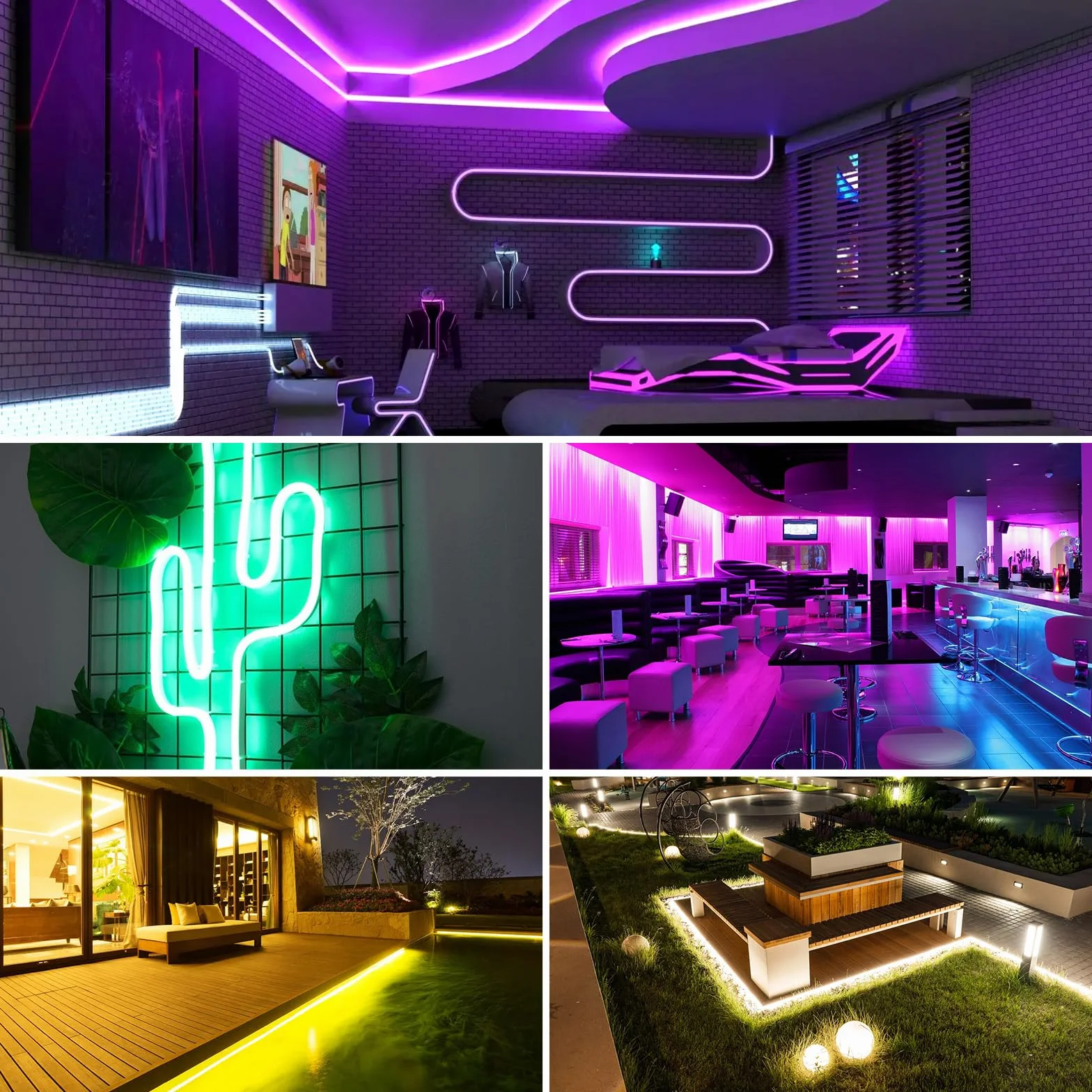 LUXONIC 16.4FT 5M Strisica LED Neon, RGB, Silicone Neon Luci LED Flessibile Bluetooth con APP e Telecomando, IP67 impermeabile, Sincronizzazione Musicale, Decorazione Esterna/Interna del partito