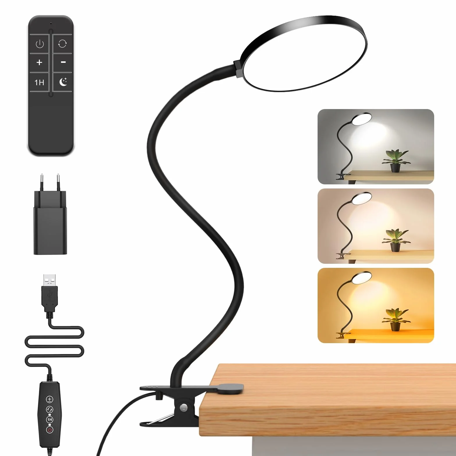 iFalarila Light 97 LED Lampada con Pinza con Telecomando 40CM Lampada da Lettura [Timer di 1 Ora] Lampada da Letto per Libro, Lavoro, Letto, Tavolo (Caricatore USB Incluso)