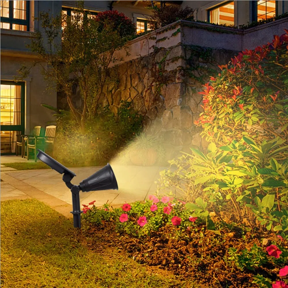Faretto a led con pannello solare da esterno per giardino orientabile 3w 200 lumen luce con picchetto lampada proiettore spot (3W - luce calda - solare)