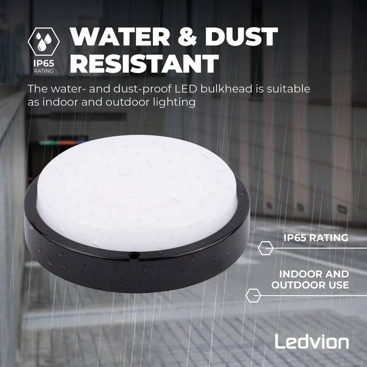 Ledvion - Plafoniera LED Soffitto, IP65, 10W, 1000Lm, 2700/4000/6000 K, Nero, 220-240V, Lampada da Cantina, Lampada da Parete, Interno, Esterno