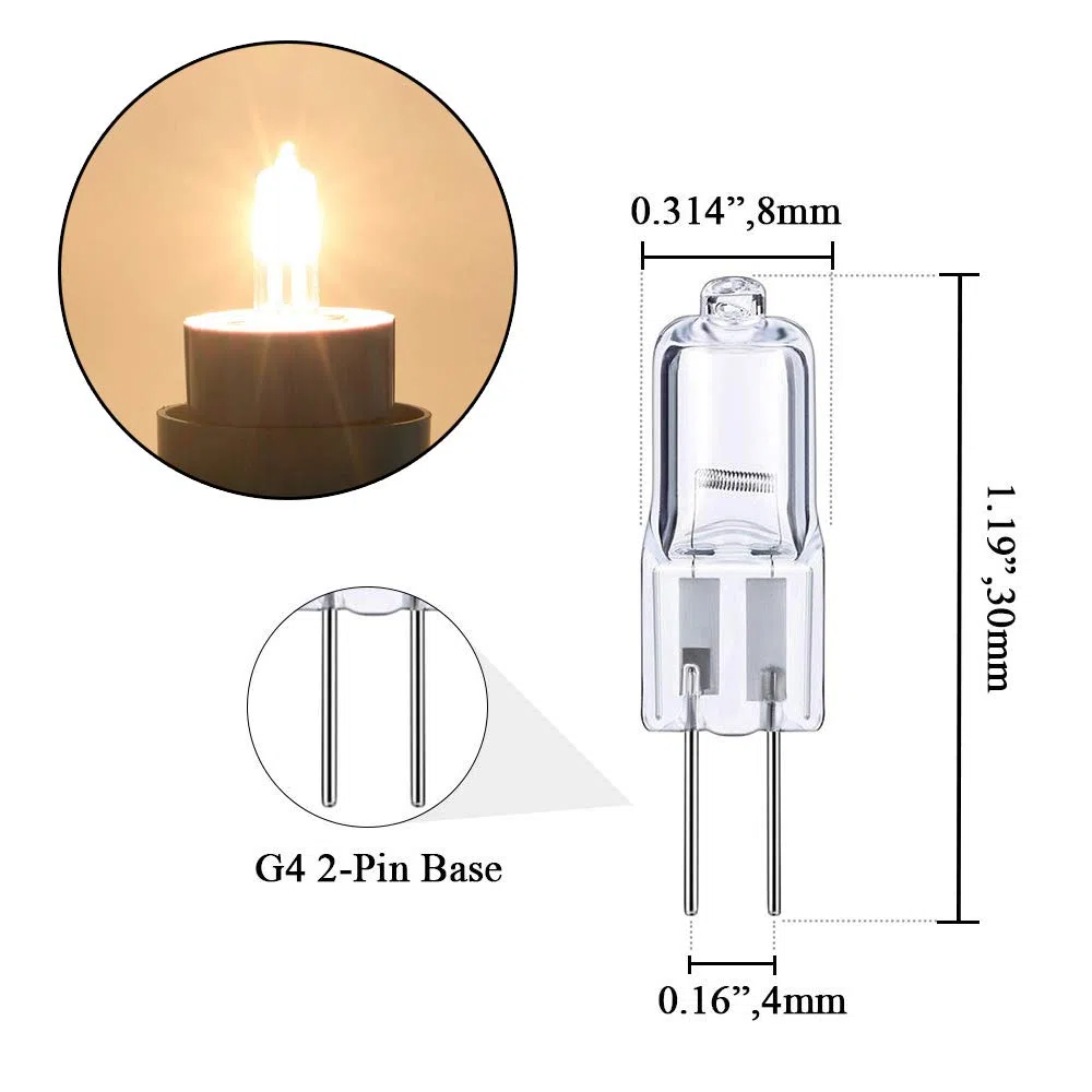 ANDERK 50 pack Lampadina Alogene 12 V G4 base bi-pin, Bianco caldo, 20 W T3 Jcd lampada