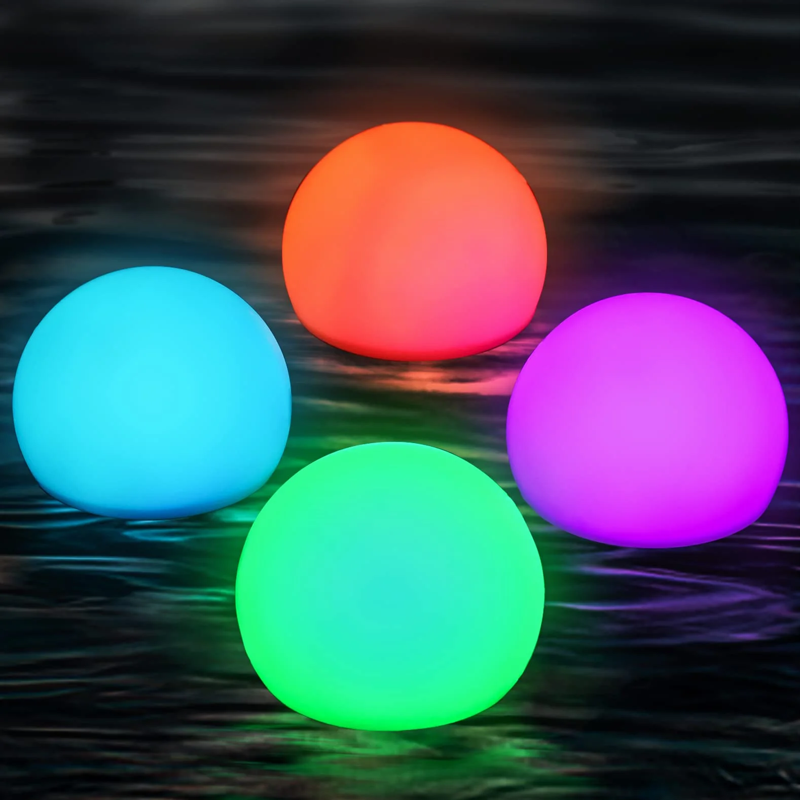JONRRYIN Luci galleggianti per piscina, 4 pezzi, illuminazione per laghetto, illuminazione per piscina con telecomando, 16 RGB che cambiano colore impermeabile, per piscina, giardino, stagno, feste