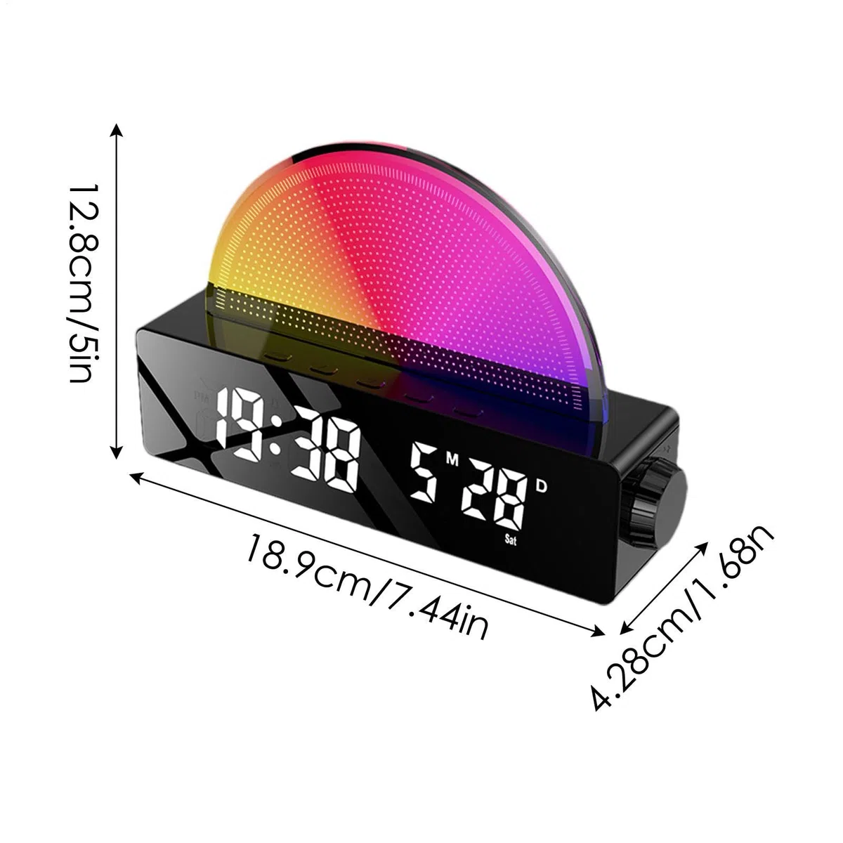 Generico Sveglia per bambini Alba, Sveglia con luce alba, Sveglia con luce e altoparlante, Sveglia intelligente, Sveglie per camere da letto, Display multicolore per chi ha il sonno pesante,