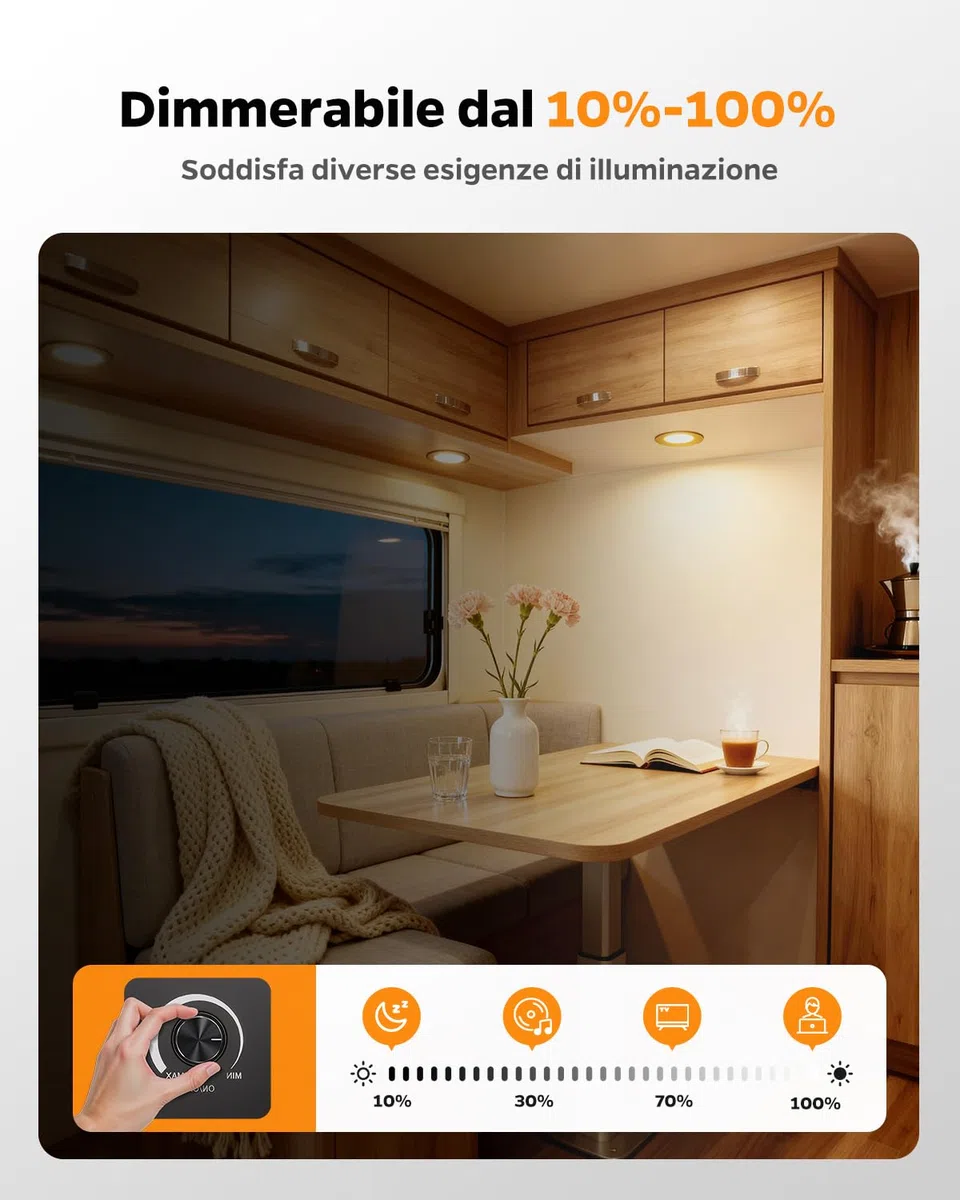Sanyoung Faretti LED Incasso 12V Dimmerabile, 3W IP44 Faretti led Soffitto Ultrasottile 3000K Bianco Caldo 240LM, Foro 58-62mm, Alluminio Luci LED Camper 12V per Barca Cucina Bagno, Nero, Set di 3