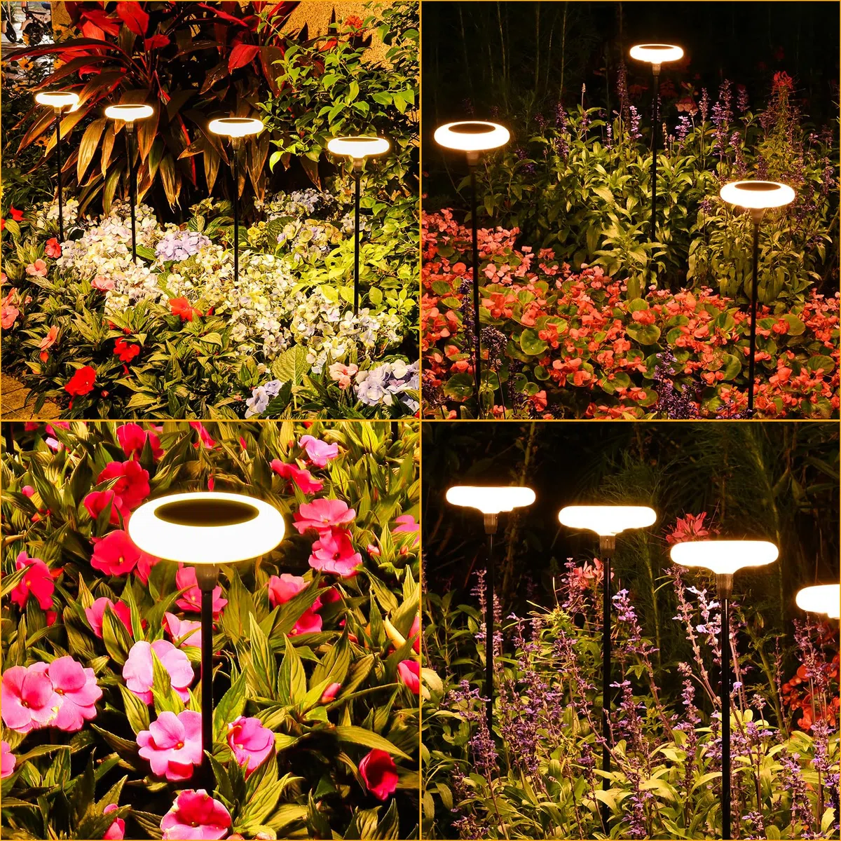Luci Solari da Giardino 4 Pezzi Luci Solari Esterno Bianco Caldo lampada da giardino solare da esterno IP65 Impermeabie con Luci da giardino extra luminose da 34 lumen per Cortile Vialetto