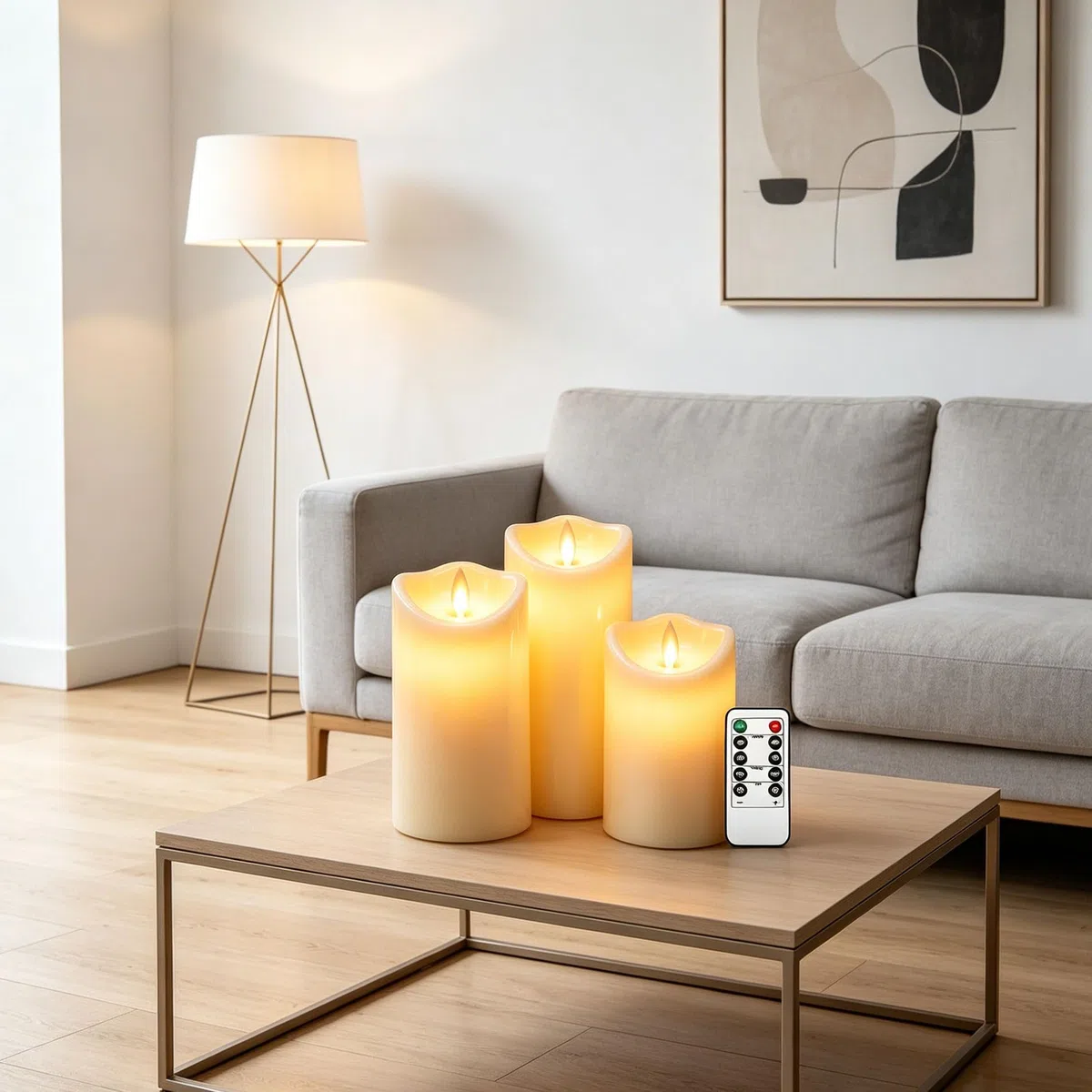 Da by 3 Candele LED Avorio con Stoppino Oscillante Dinamico, Luci Fatate Avvolgenti, Plastica Resistente al Caldo, 1 Telecomando, Misure Assortite Riutilizzabili per Decorazioni Interno ed Esterno