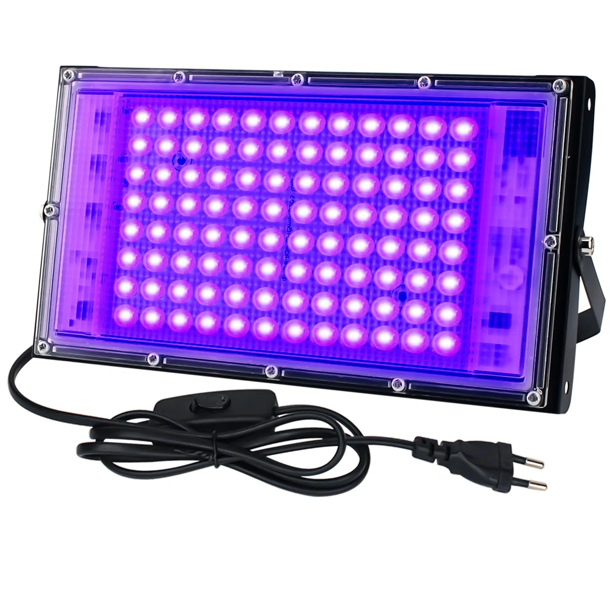 CREATESTAR LED Luce Nera 100W, Faro UV LED IP65 Impermeabile Faretto UV con 1,5m Spina, Lampada per Festa Glow, Acquario, Bar, Poster Fluorescente, Halloween, Discoteca (100W(1PCS))