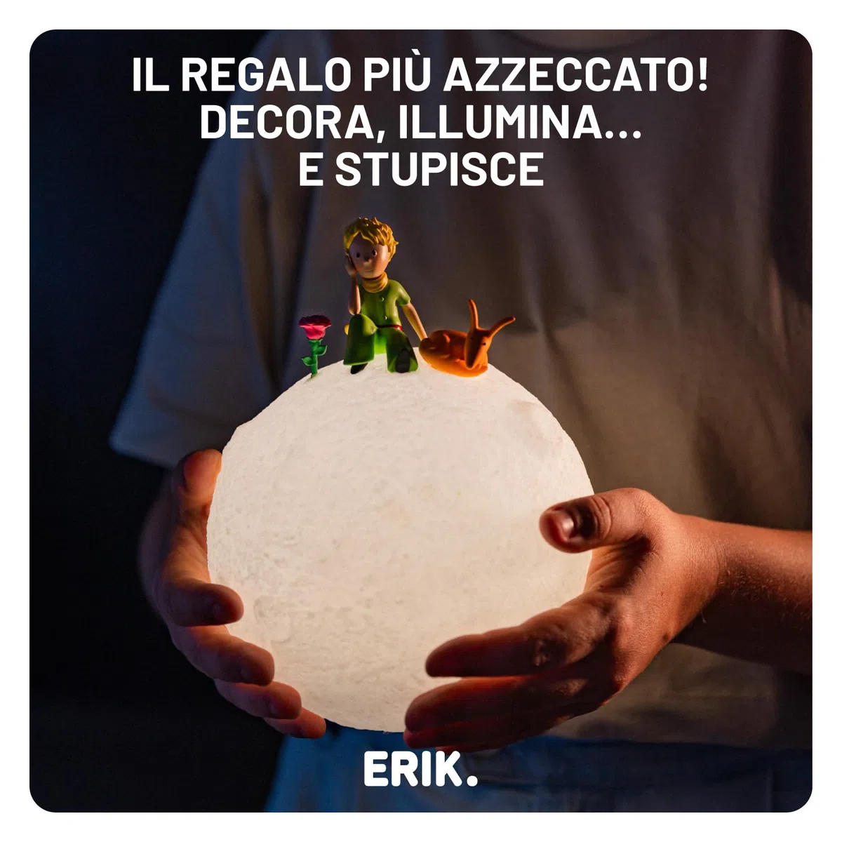 Grupo Erik Lampada Piccolo Principe - Lampada da Scrivania e Comodino con Luce LED, Luce Notturna Bambini Il Piccolo Principe Gadget | Cavo USB o Batterie (15 x 19 x 15 cm)