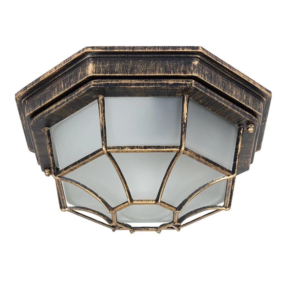 Luce a soffitto esterna in metallo nero con paraluce in vetro bianco – Lampada con cavo