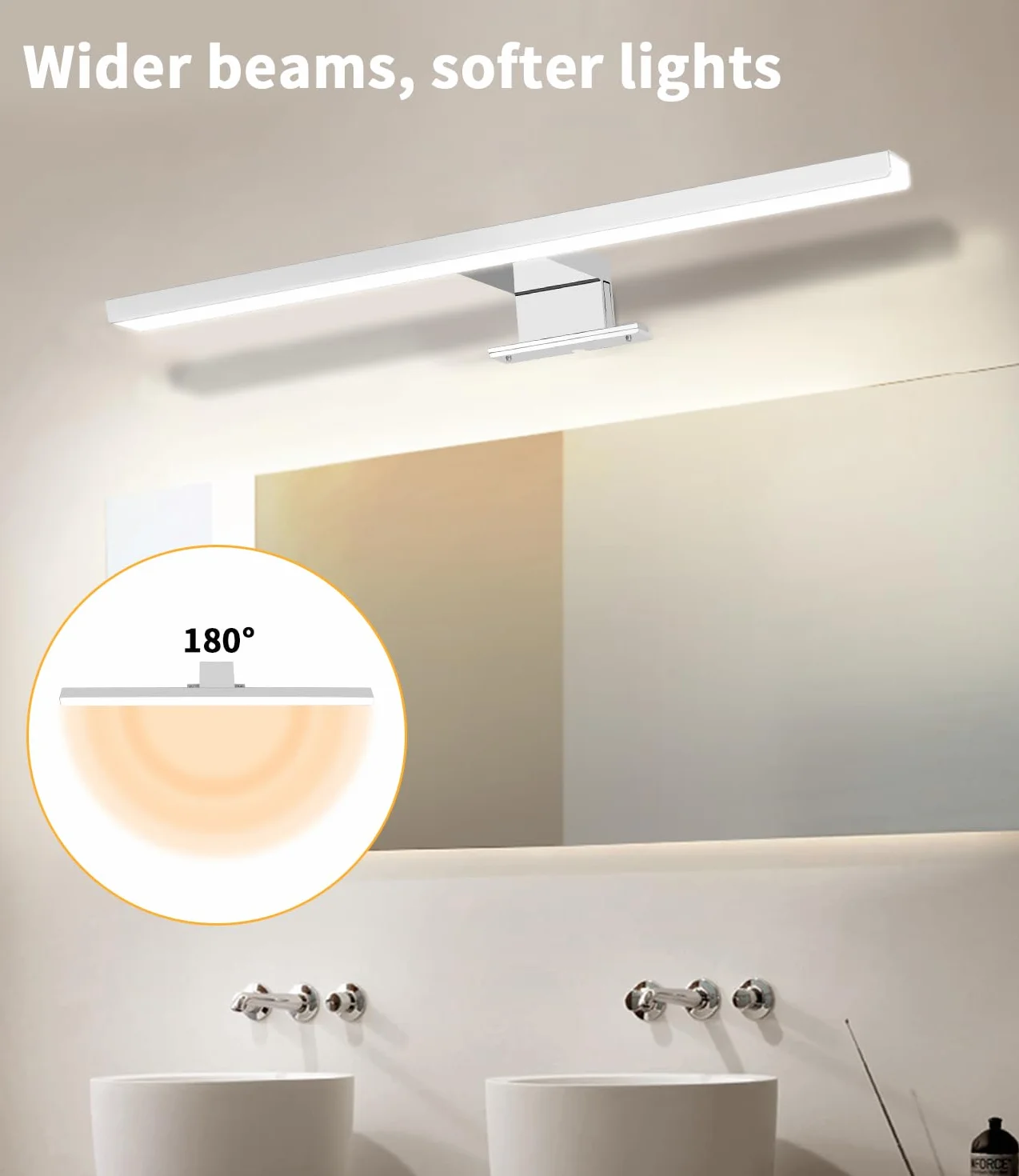 Lampada Bagno LED, 4000K 6000K Temperatura Bicolore, 40cm 12W Specchiera Bagno Impermeabile dello Specchio dell'alluminio con l'interruttore Cablaggio, Illuminazione Della Luci Specchio Mobile
