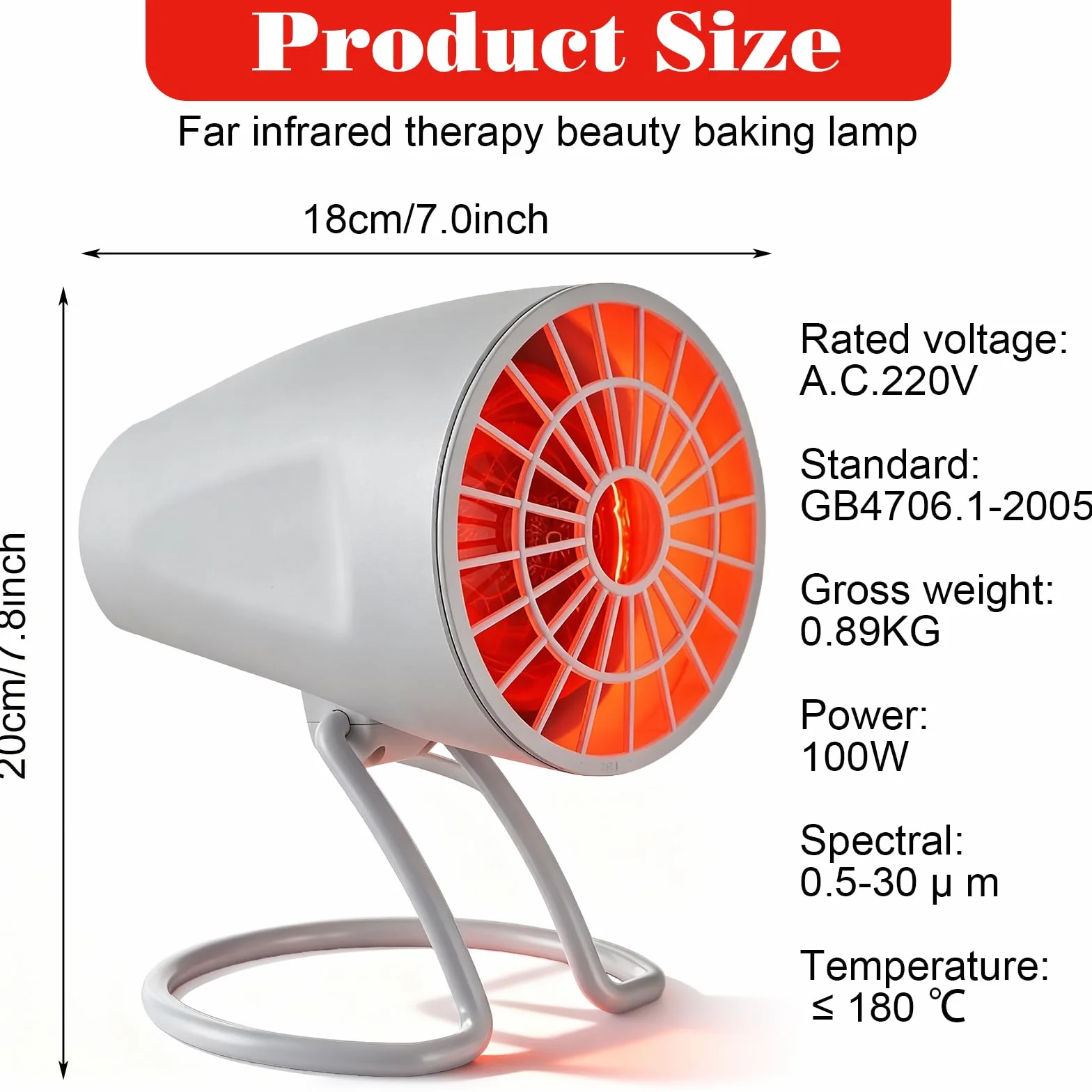 PORFOYO Lampada a infrarossi, lampada rossa da 150 W, lampada di calore a infrarossi, lampada rossa di calore con timer e temperatura regolabile, angolo regolabile lampada a infrarossi da tavolo