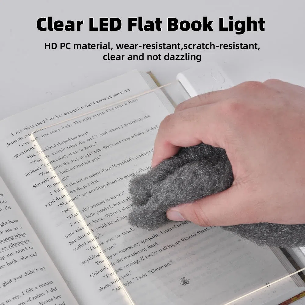 Lampada da lettura a LED piatta, 3 colori, per libri a letto con funzione di memoria, timer dimmerabile, lampada da comodino ricaricabile, regalo per amanti dei libri, per ragazzi e ragazze, donne,