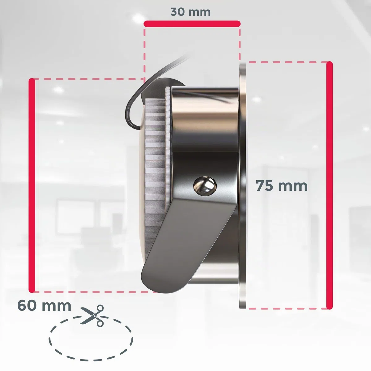 B.K.Licht Faretti LED ad incasso, 5W, diametro foro 60mm, faretti per bagno ultrasottili da soffitto, luce calda, plastica color nickel opaco, set da 3, 230V, IP44