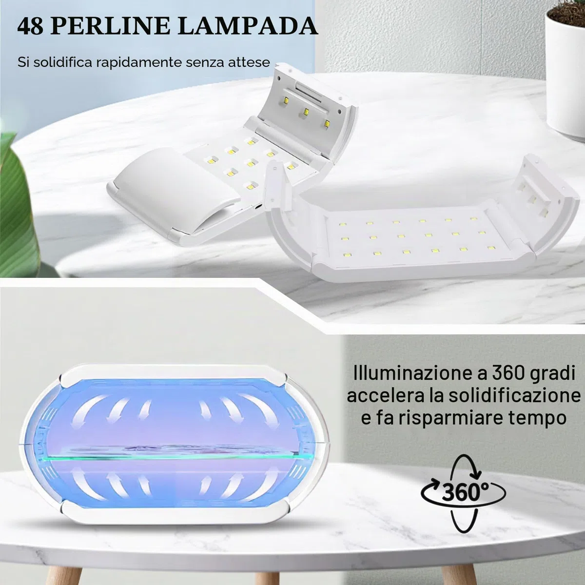 Set di 2 Luce UV Polimerizzazione della Resinas,48W Lampada UV Pieghevole Bifacciale a Polimerizzazione Rapida e Funzione di Temporizzazione per Polimerizzazione della Resina,Stampi in Resina