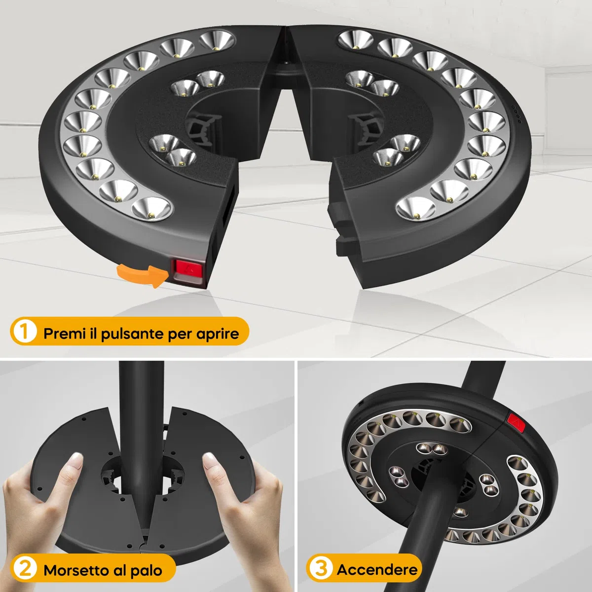 Luce per Ombrellone, Eletorot Luci da Esterno Giardino USB Ricaricabile Illuminazione per Ombrellone da Spiaggia Giardino 200lm