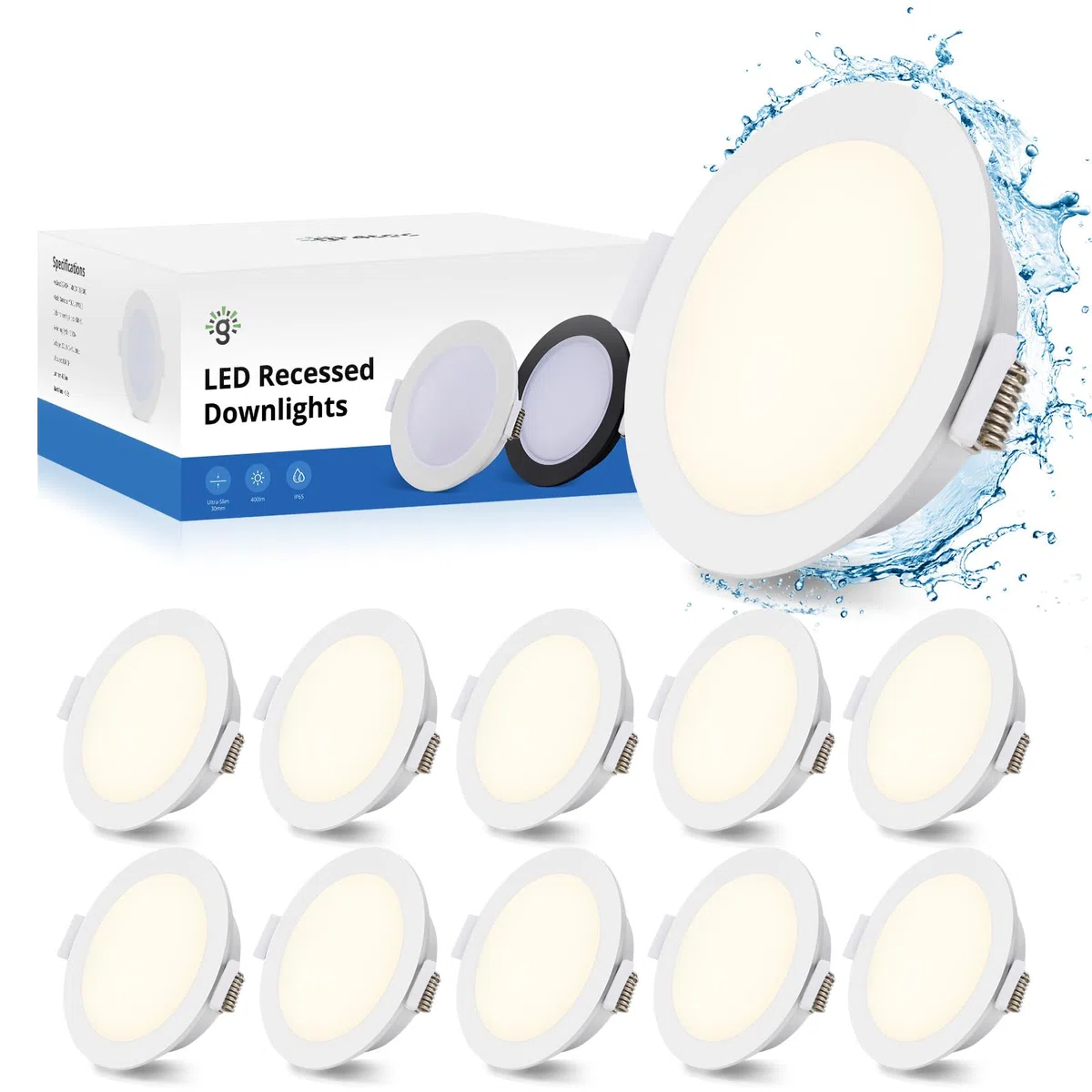 Gr4tec Faretti LED da Incasso per Cartongesso IP65, 10x 5W Faretti LED Soffitto Incasso Cartongesso Bianco Naturale 4000K, Faretto LED Interno 35mm Ultrasottili para Bagno Cucina, Foro 68-80mm