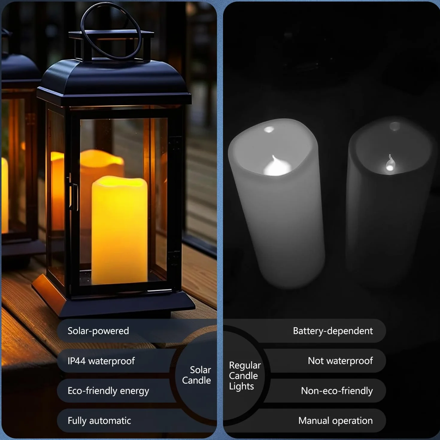 Luci a Candela a Energia Solare, a Energia Solare Senza Fiamma Impermeabili, Per Esterni, Matrimoni, Natale, Halloween, Decorazioni per Feste, Luce Bianca Calda, US 3 Pezzi