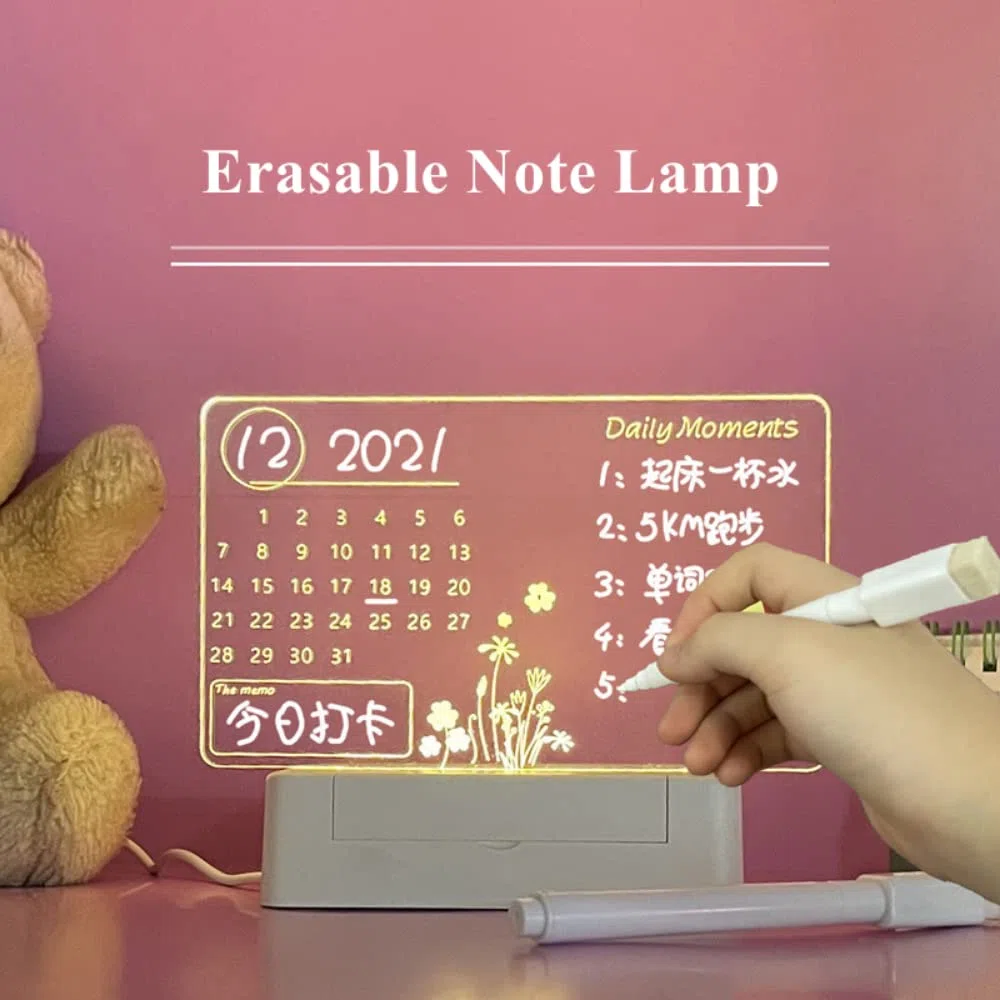 krui Bacheca Creativa Luce Notturna A Led USB Bacheca Luce Natalizia Con Penna Regalo Per Bambini Lampada Da Notte Con Decorazione Fidanzata (B)