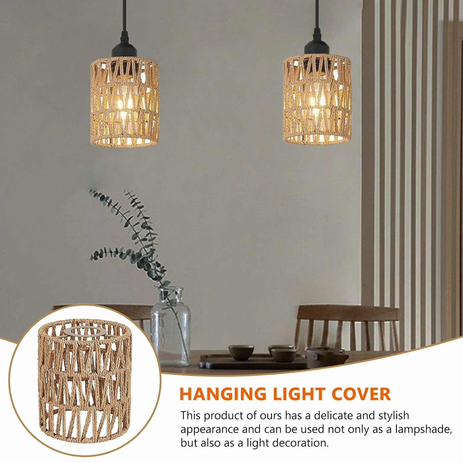 3 paralumi in rattan boho di ricambio in vimini (altezza 15 cm) per lampada a sospensione, lampada da terra, lampada da tavolo, lampada a sospensione e plafoniera, accessori per paralume boho