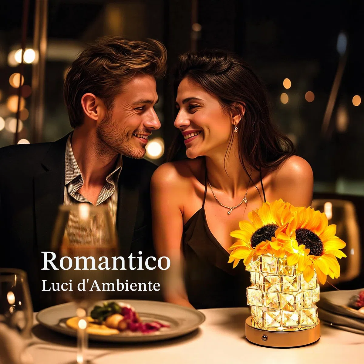 Idee Regalo Donna, Mamma, Amica, Fidanzata - Fiori Lampada Girasole Artificiale, Luce Notturna Ricaricabile, Regali per Compleanno, Festa Della Donna, Mamma, Soprammobili Moderni per Camera da Letto