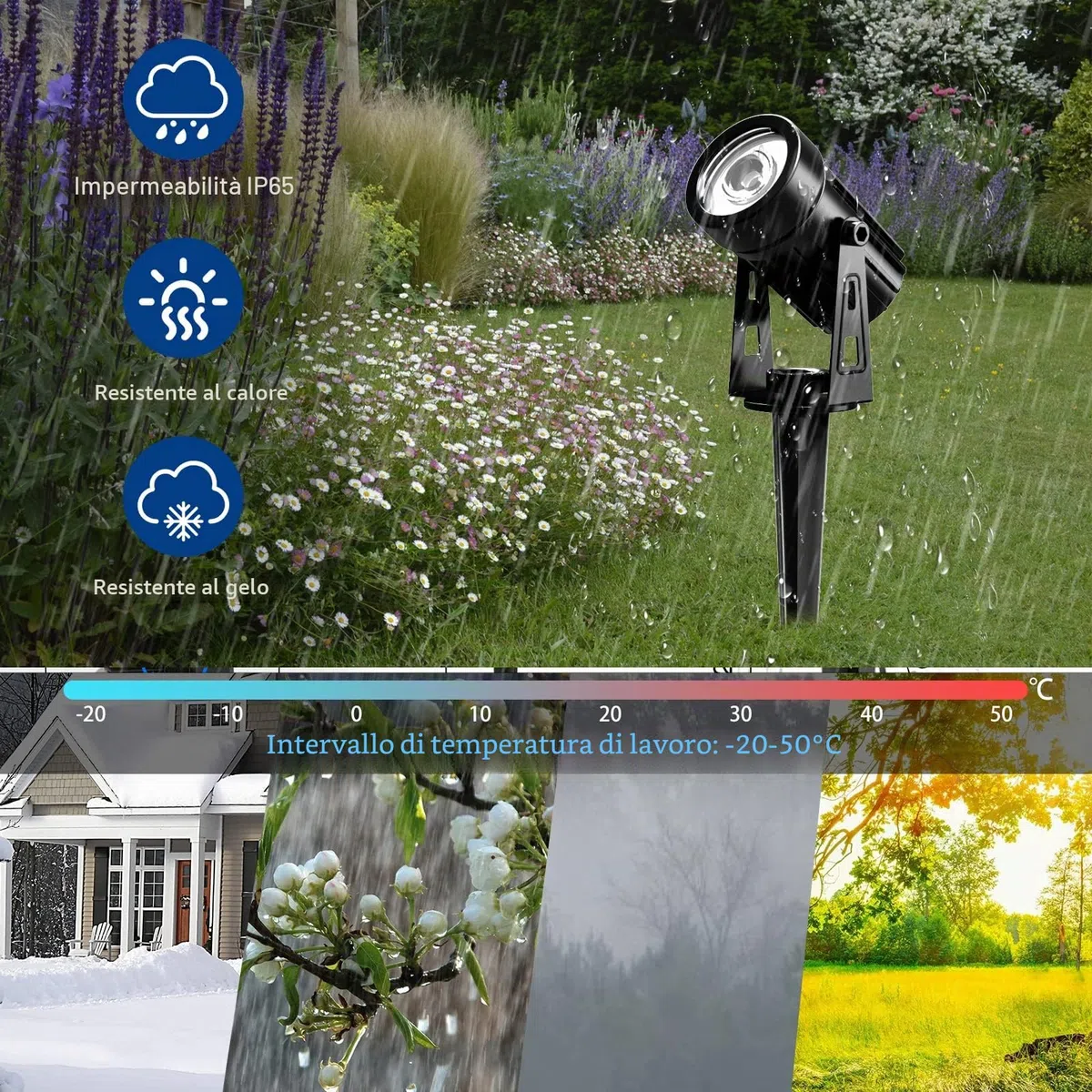 T-SUNUS Faretti Solari da Giardino, Luci Solari Esterno Giardino IP65 impermeabile 2 Livelli di Luminosità per auto ON/OFF Lampade Solari da Giardino Decorative per Cortile Vialetto Alberi 3000K