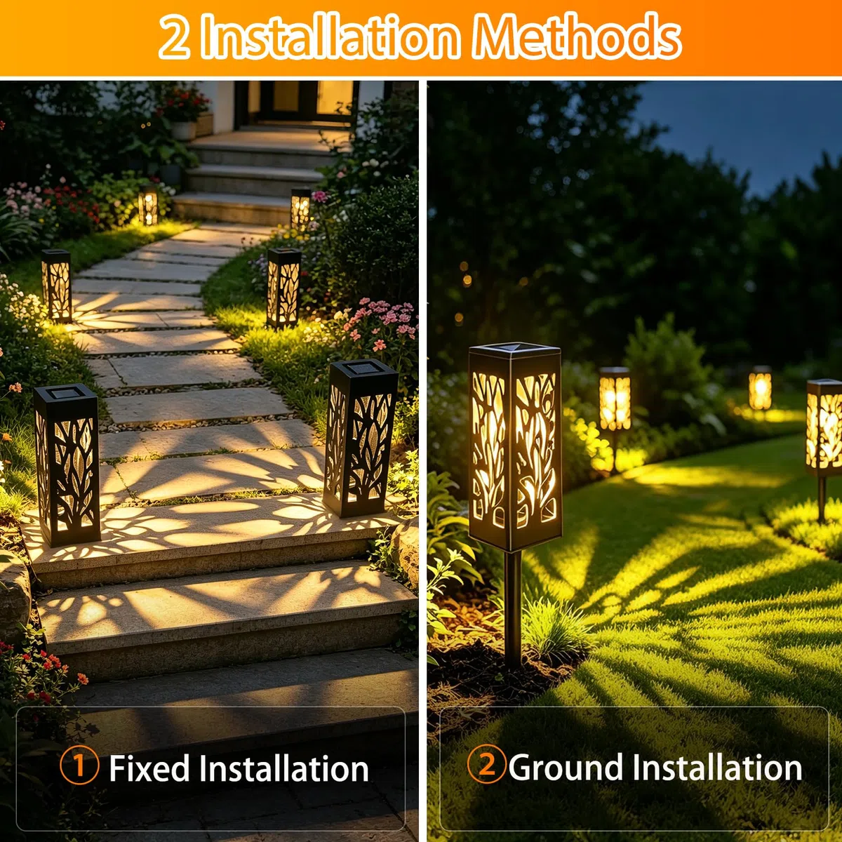 Caldarax 6 Pezzi Luci da Esterno Giardino Solari, Lanterna Solari da Esterno, Bianco Caldo, IP44 Impermeabie, Lampade Solare da Esterno per Sentieri, Giardini, Vialetto, Terrazza Decorazione
