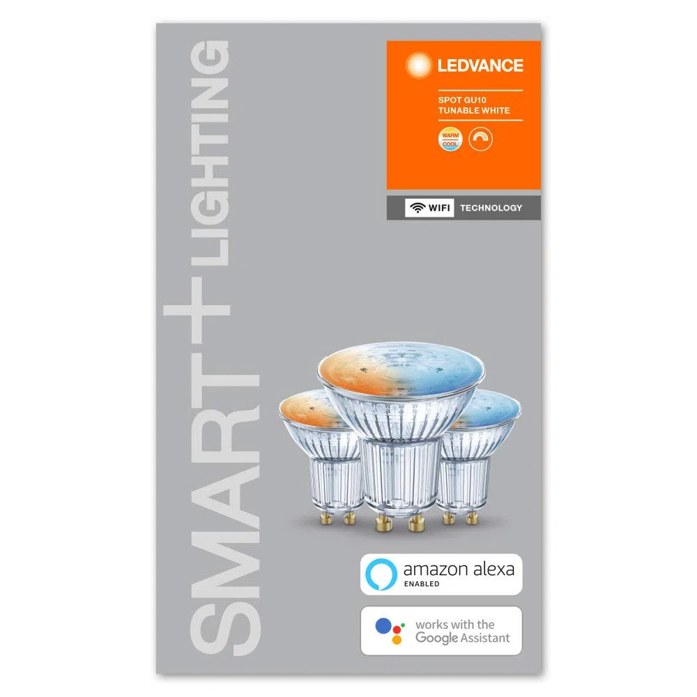 LEDVANCE Lampada con riflettore a LED intelligente con tecnologia WiFi, base GU10, colore della luce variabile (2700-6500K), dimmerabile, sostituzione per 40W, SMART+ WIFI SPOT GU10, confezione da 3