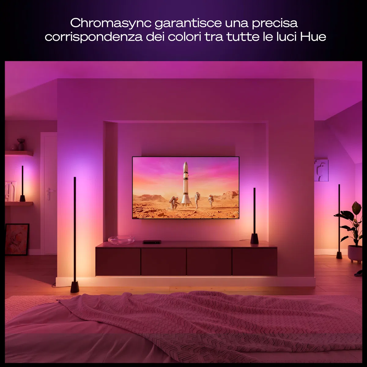 Philips Hue Play Lampada da Terra, LED RGBWWIC, 122 cm, Lampada Soggiorno Moderna, Illuminazione Camera da Letto, Alexa, Google Home, Apple Home, TV Sync, Hue Bridge e Sync Box (Venduti Separatamente)