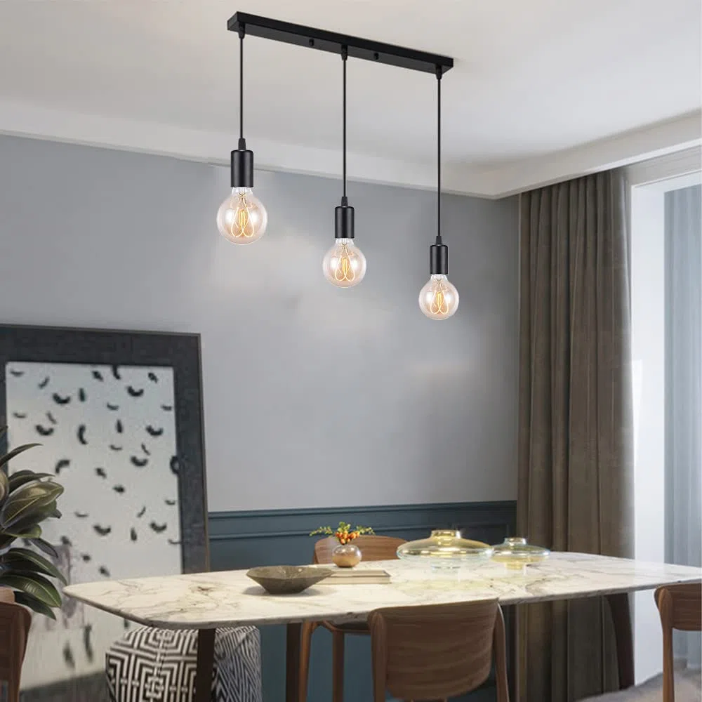 Lampada a ragno moderna nero Lampadario a sospensione metallo, illuminazione industriale a soffitto, lampadario E27 3 luci per soggiorno ristorante camera da letto sala da pranzo