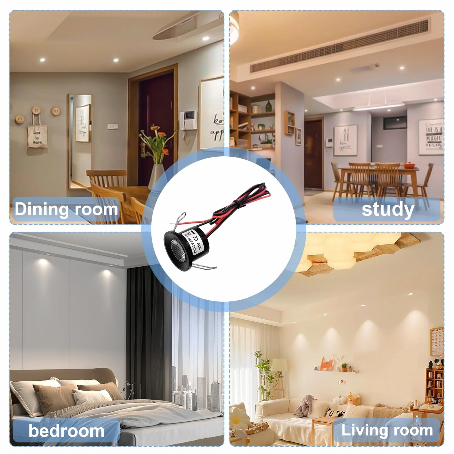 Faretto da incasso a LED, 12 V, 2 W, set di 6 faretti da incasso IP65, mini faretto LED bianco caldo, 3000 K, per bagno, cucina, tettoia e scale, con trasformatore da 230 V