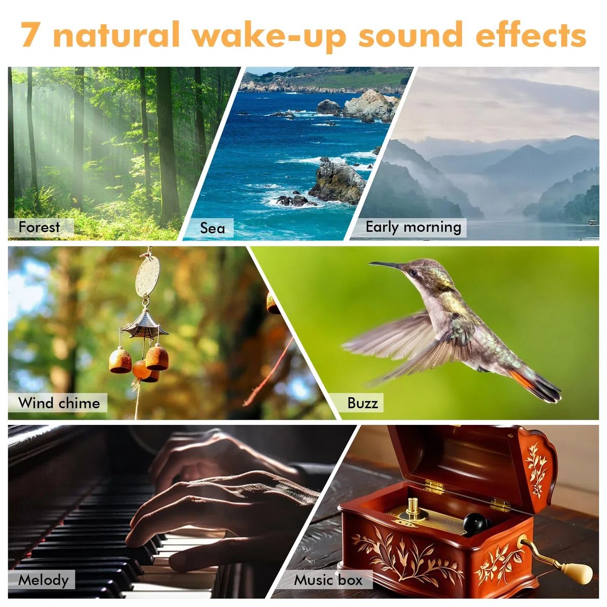 GOMETY Sveglia digitale con sorgente del sole, sveglia digitale con snooze, 7 suonerie, 9 colori, luce notturna, sveglia Sunrise, per camera da letto, bambini e adulti, bianco caldo