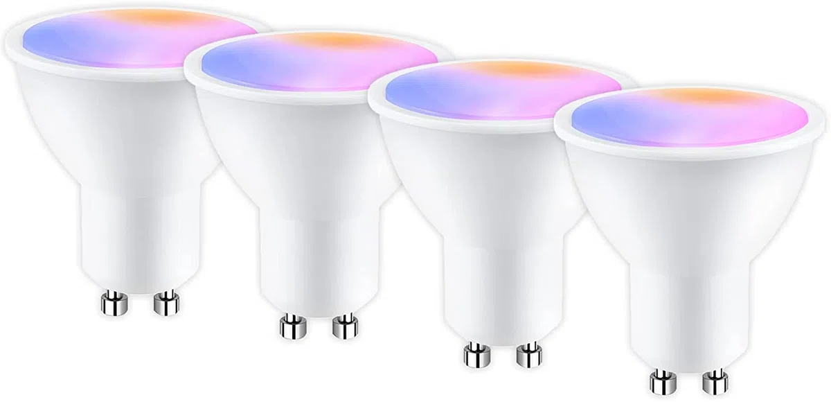 Lampadine LED Alexa Intelligente WiFi GU10 5W, Lampadina Dimmerabile Multicolore, Controllo App Compatibile con Alexa/Google Home, RGB&2700K-6500K Bianco Freddo Caldo, Nessun Hub Richiesto,4PCS
