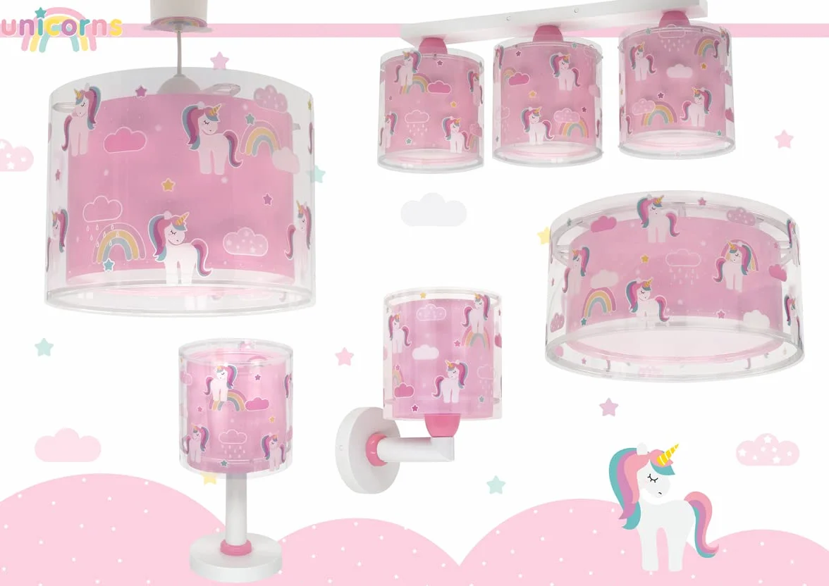 Dalber Lampada da tavolo o comodino per bambini Unicorns unicorni Animali