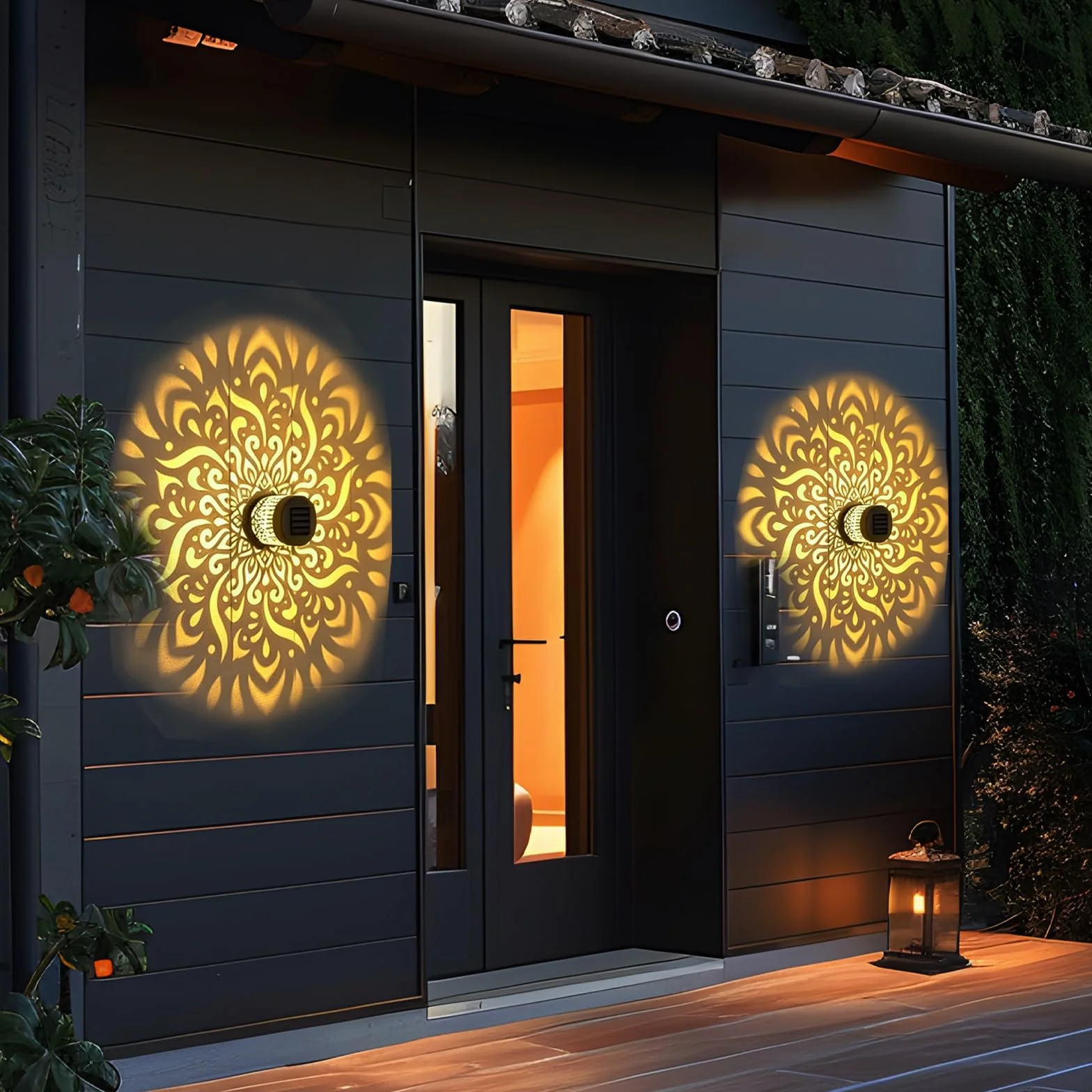 Lanterne Solari da Esterno, Metallo LED Mandala Lanterna IP65 Proteggere dal Vento e Dalla Pioggia Lampada Solare da Giardino per Patio Balcone Decorazioni Giardino (2 pezzi)