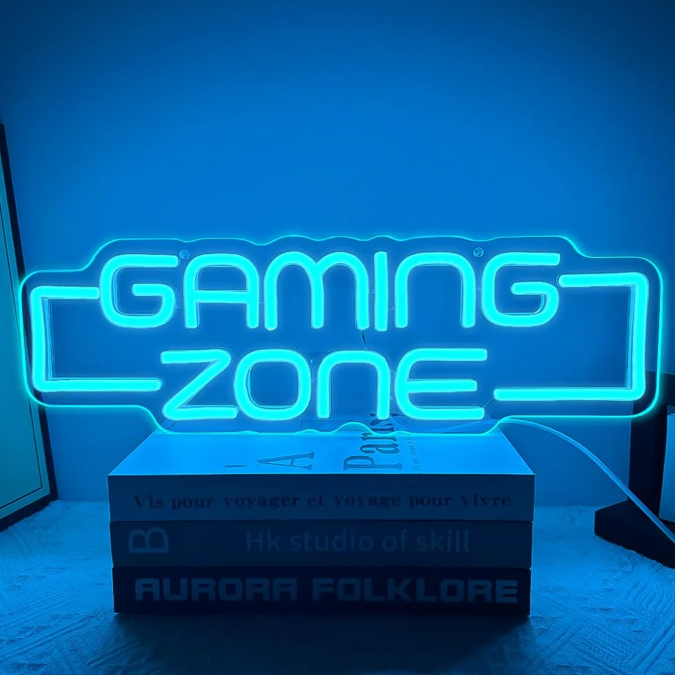 Gaming Zone Segno Neon, Sala Giochi Segno Neon per gli Adolescenti decorazione della sala giochi,Gaming Light Led per Gamer Regali Ragazzi, Bambini