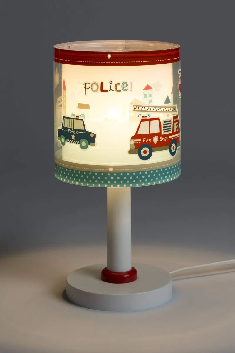 Dalber Lampada da tavolo o comodino per bambini Police polizia e vigili del fuoco