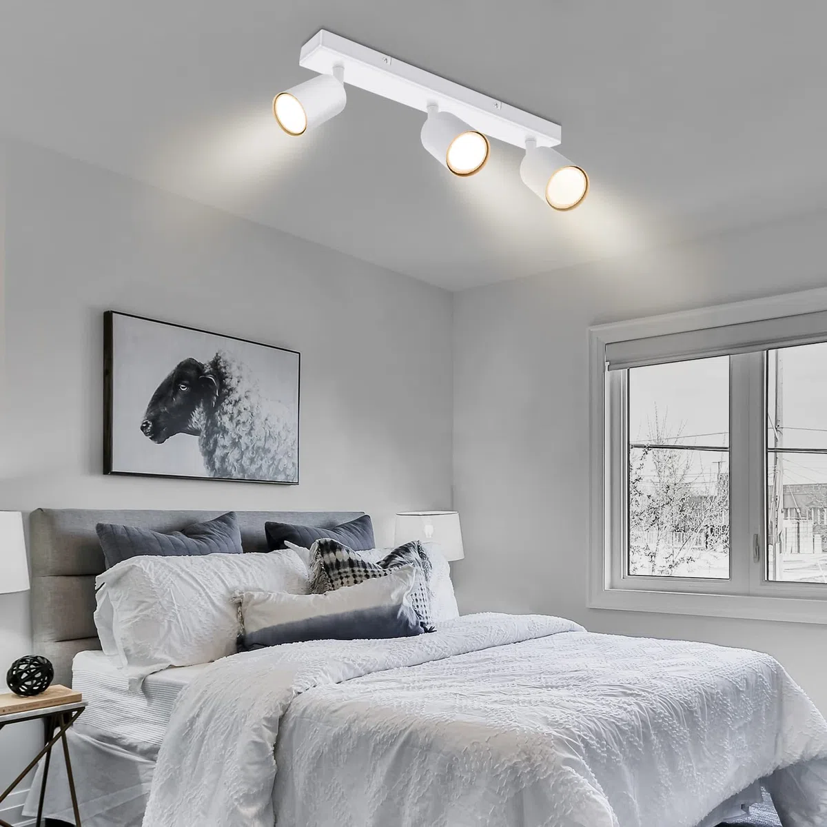 Kambo Faretti da Soffitto Orientabili, Faretti da Parete Interno Bianco per 3 Lampadine GU10 non Incluse, Lampadario Faretti Led Soffitto per Soggiorno Camera da Letto Corridoio, Max 50W