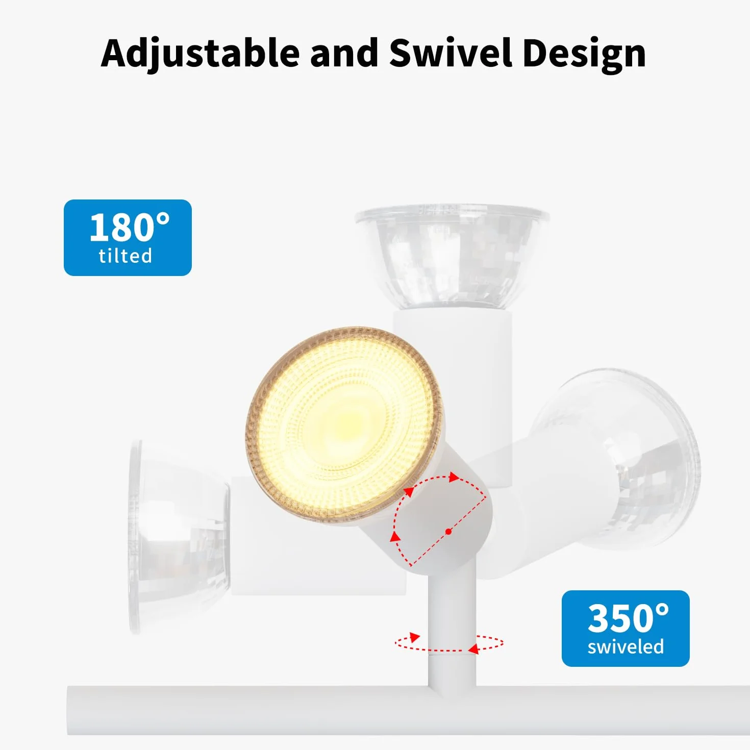 LVWIT Faretti LED da Soffitto Orientabili con 4 Luci GU10, Faretto da Interno Bianco Moderna, Faretti Soffitto per Barra, Salotto,Cameretta, Cucina (Senza Lampadina)