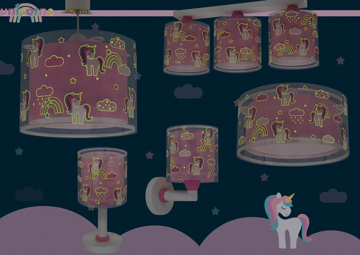 Dalber Lampada da tavolo o comodino per bambini Unicorns unicorni Animali