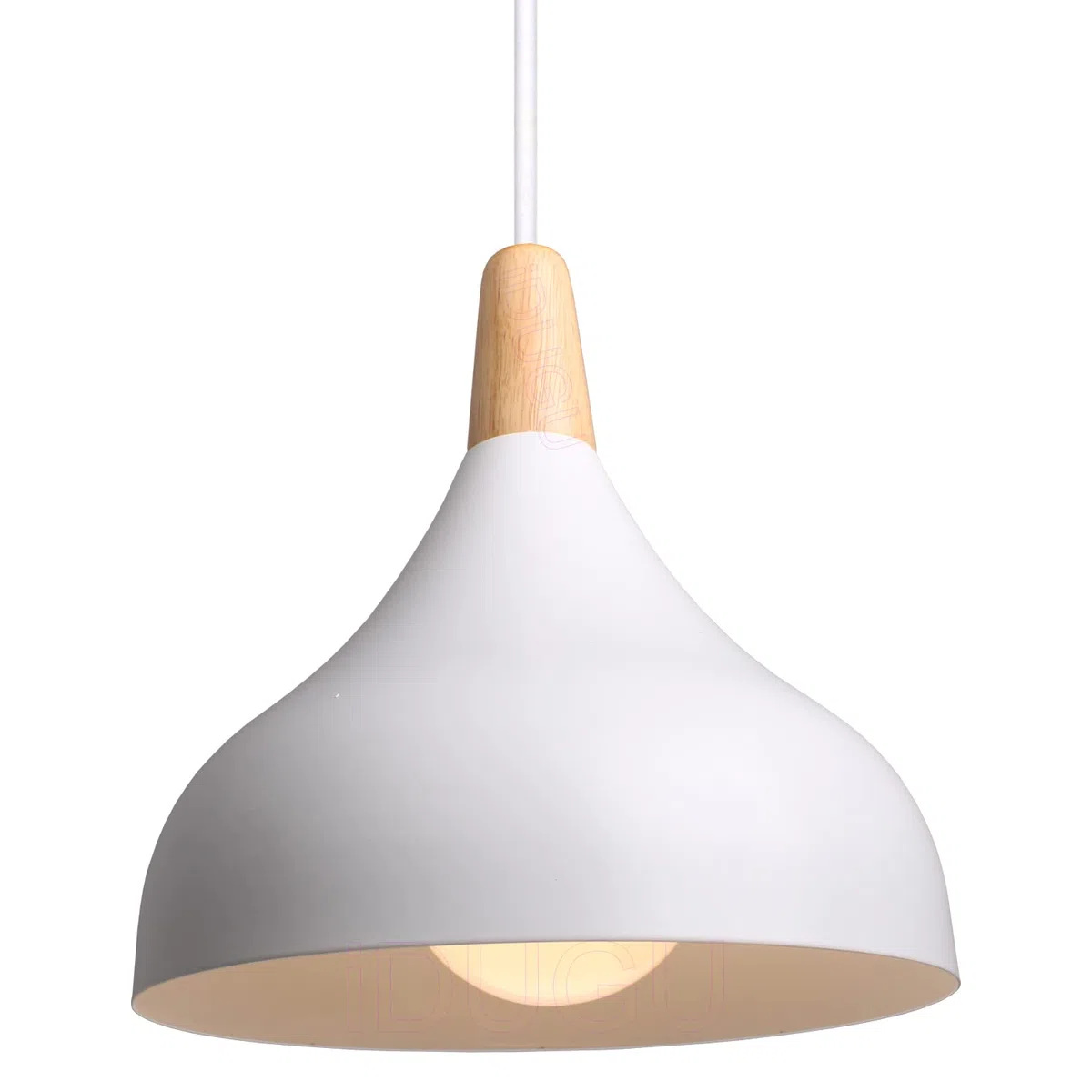 iDEGU 20CM Lampada a Sospensione Retrò LED Lampada a Soffitto in Legna Metallo Moderna Lampadario a Forma di Goccia Stile Scandinavo Plafoniera per Soggiorno Sala da Pranzo Cameretta (Bianco 1 Pezzo)