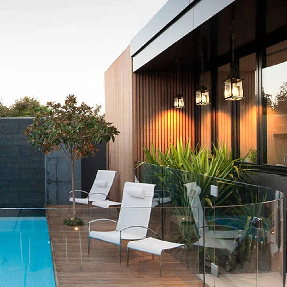 Europea romana all'aperto Villa Giardino impermeabile Lampadario Gazebo Balcone casa Cortile in alluminio E27 Lampada a sospensione a soffitto Creativo regolabile Luce di sospensione del corridoio (A)