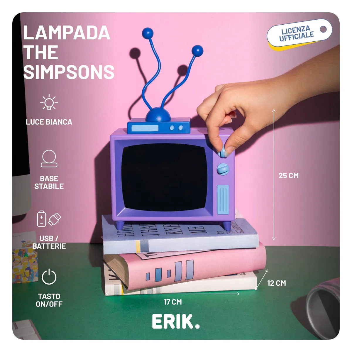 Grupo Erik Lampada The Simpsons - Lampada da Scrivania e Comodino con Luce LED, Luce Notturna Bambini | Cavo USB o Pile AAA (17x25x12 cm)