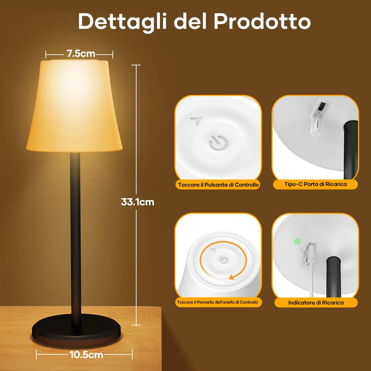 Suright 2 Pezzi Lampada da Tavolo con 3 Modalità Color+RGB, Lampada da Comodino Senza Fili Ricaricabile Luminosità Regolabile, Lampada da Scrivania IP54 Impermeabile per Ristorante, Camera da Letto