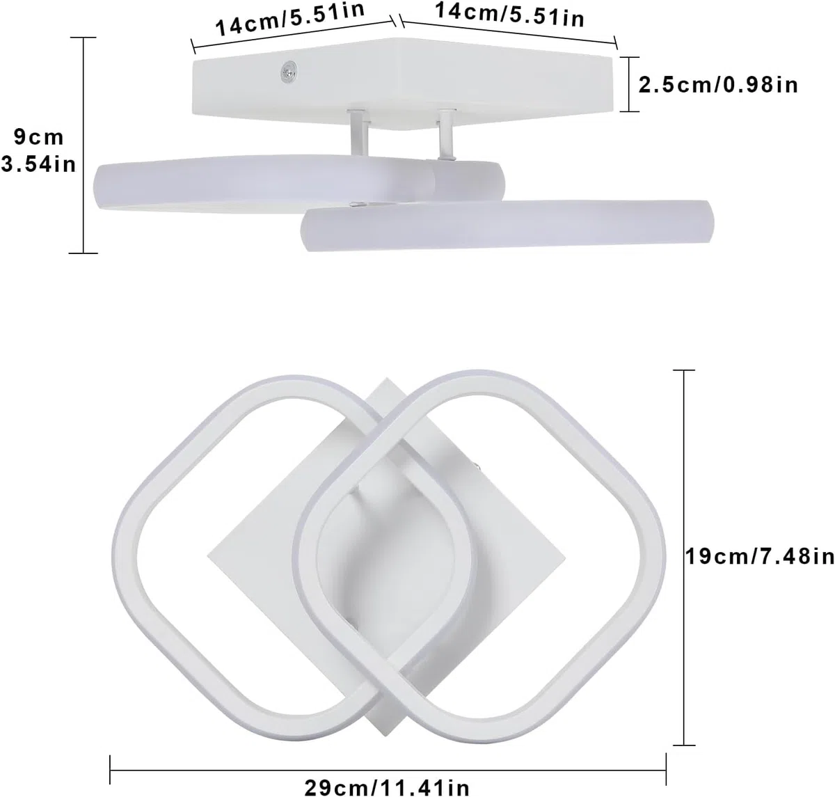 Osairous Plafoniera LED Soffitto Moderna, Lampadario LED Soffitto Bianco 2137LM, Lampada da Soffitto Quadrata per Camera da Letto Soggiorno Cucina Studio, Luce Neutra 4500K, 29CM