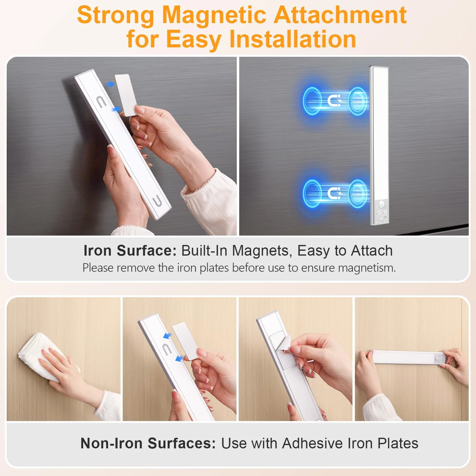 Gritin Luce Led Sottopensile Cucina Ricaricabile 2 Pezzi- 3 Colori & 5 Luminosità, Super Luminoso, 4 Modalità, Sensore di Movimento, Lunga Durata- Facile Installazione Magnetiche Luce Armadio-26CM