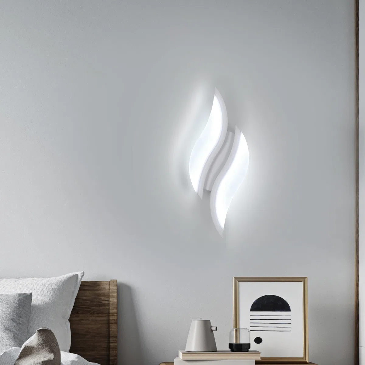 Dorlink Applique da Parete Interno, Lampada da Parete, Applique Camera da Letto Moderno, Creativo Lampada a Muro LED, 6500K Bianca Fredda, Appliques Foglia per Corridoio, Soggiorno, Scala, Bagno 12W