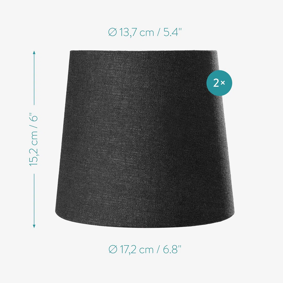 Navaris Set 2x Paralume Lampada in Tessuto Nero Interno Dorato - Para Lume Abatjour Luce da Tavolo Lampadina E14 - Paralumi Neri Ø172-137x152mm